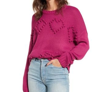 Cotton Emporium Heart Bobble Sweater Magenta